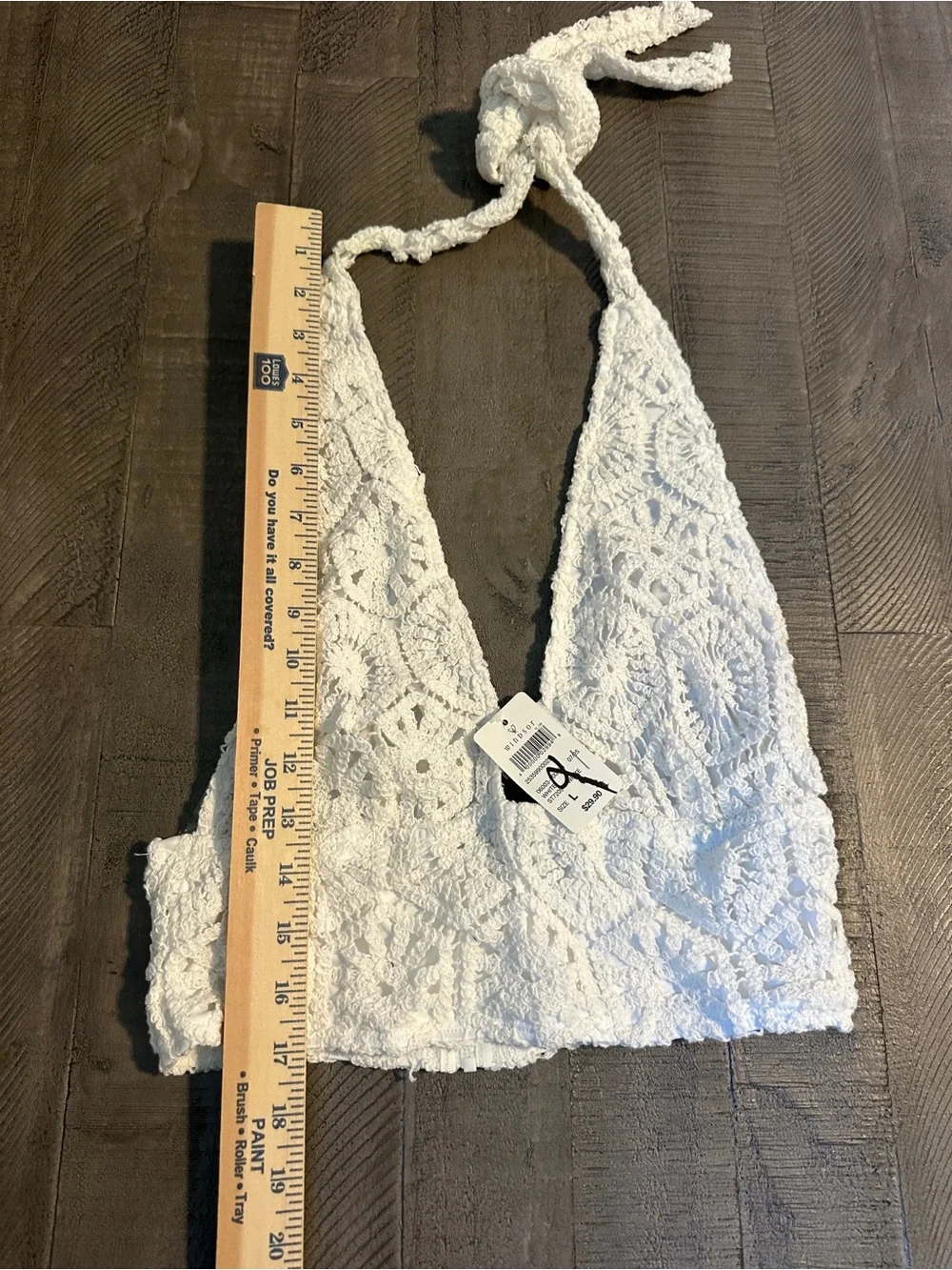 NWT Windsor Womens White Crochet Halter Crop Top Large - Picture 6 of 10